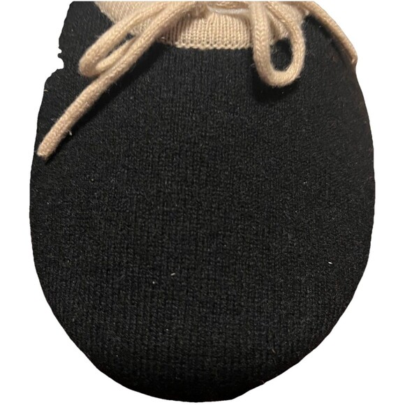 Nordstrom Lingerie Luxe Cashmere Slippers Black Tan Bow XL NWT Holiday Gift - Picture 5 of 12
